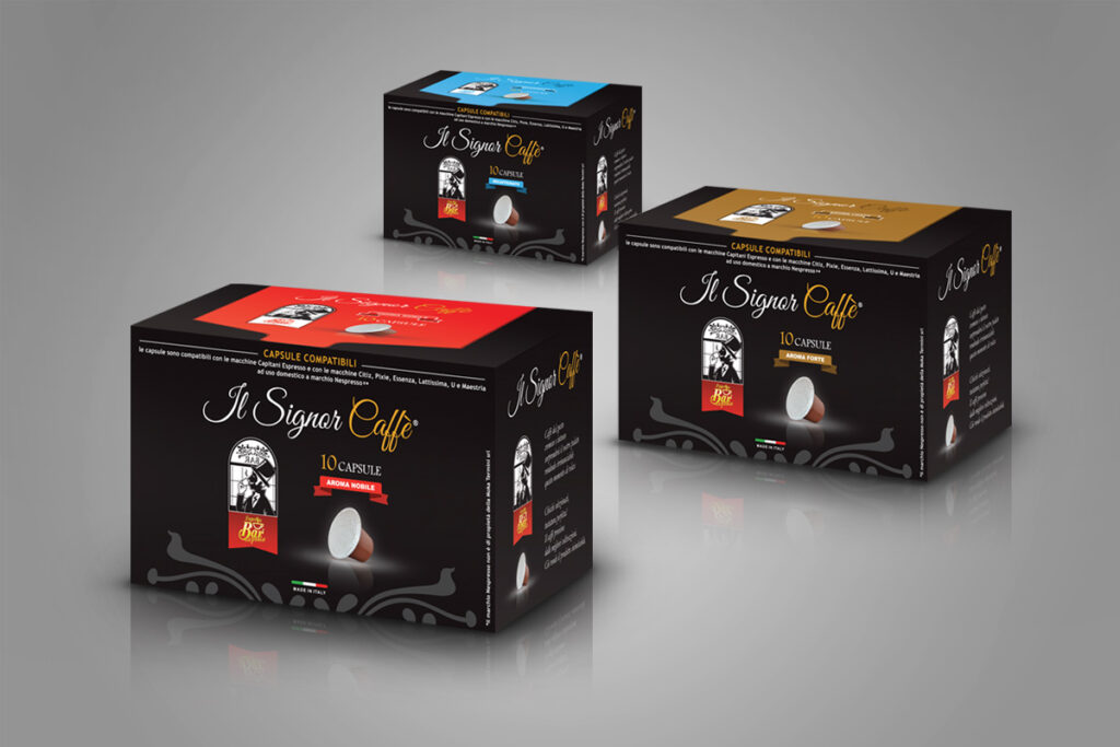 portfolio Gorange - DTP Grafica - packaging Mokatermini SigCaffe capsule compatibili Modomio