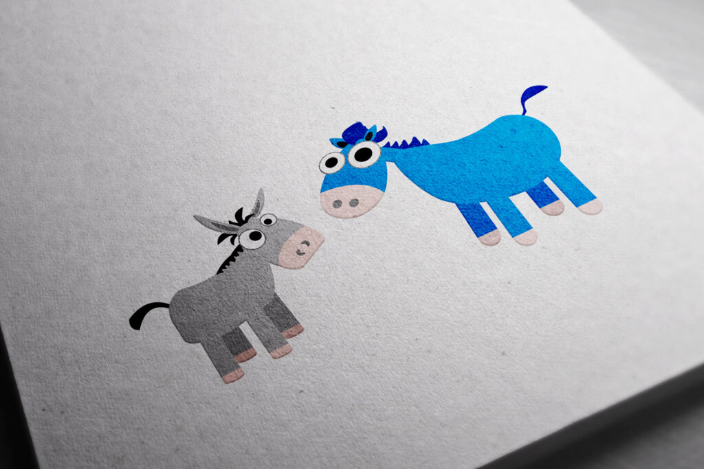 portfolio Gorange - illustrazioni bimbi - The Donkey And Blue Horse