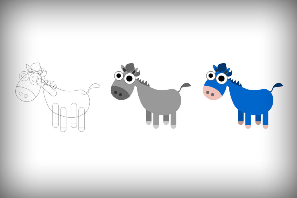portfolio Gorange - illustrazioni bimbi - The Donkey And Blue Horse