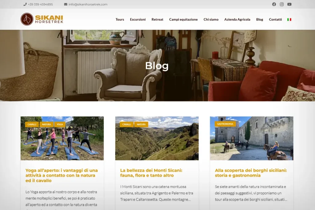 portfolio Gorange Web-Design sito trekking a cavallo Sikani Horse Trek